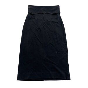 James Perse Fold Over Midi Pencil Skirt in Black
